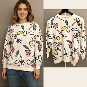 Vintage Oversized Multicolored Artsy Colorful Pattern Sweatshirt Sweater Jumper.